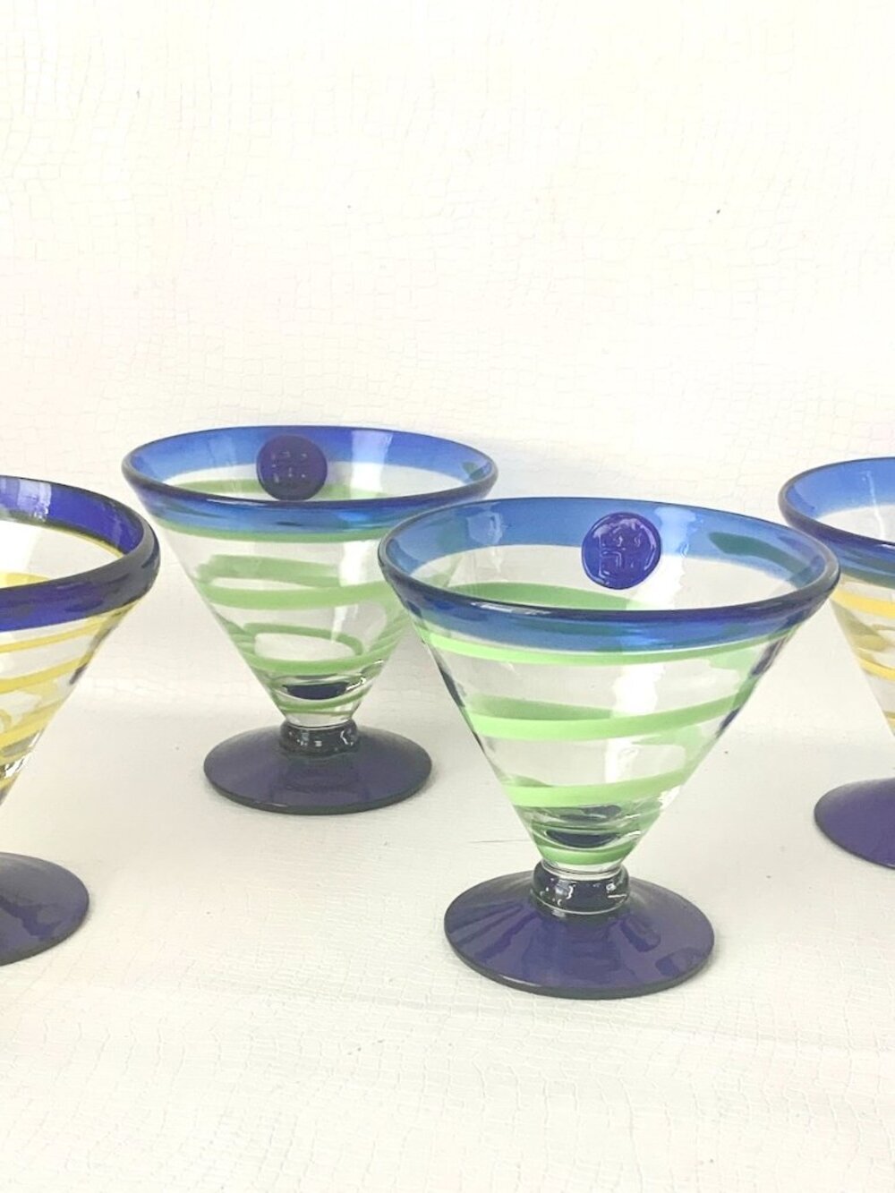 4 Kosta Boda Royal Carribean Margarita Martini Cocktail Glasses